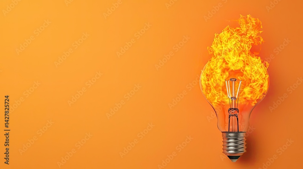 Poster explosion of lightbulb in electric high-speed burst concept. a glowing light bulb encased in vibrant