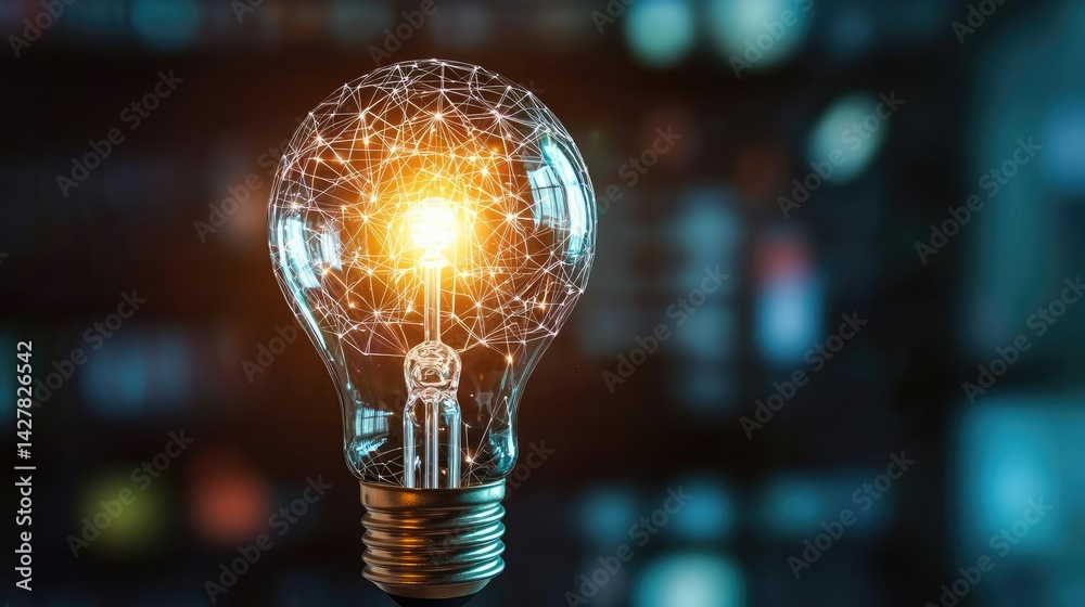 Poster explosion of lightbulb in electric high-speed burst concept. illuminated light bulb showcasing innov
