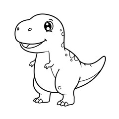 Naklejka premium Cute cartoon baby Tyrannosaurus Rex dinosaur smiling cheerfully for kids coloring book page