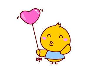 ひよことハートの風船