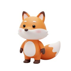 Cute cartoon fox illustration animal character art isolated on white background