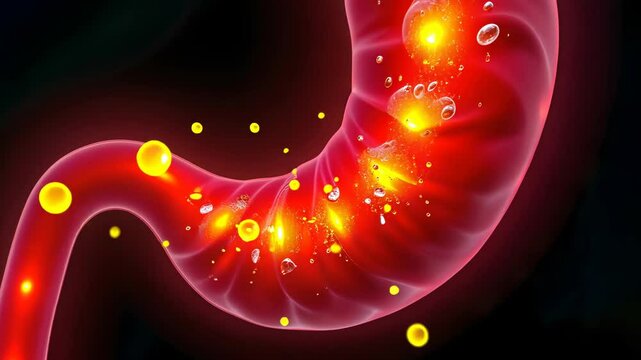 Stomach pain, gastric ulcer, abdominal discomfort. Digestive health. Stomach lining inflammation decreases functionality. Ulcer development impacts nutrient absorption. Gastric acidity increases