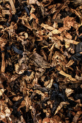 Pile of raw loose tobacco filing frame