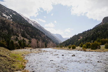 River winding through forested mountain valley