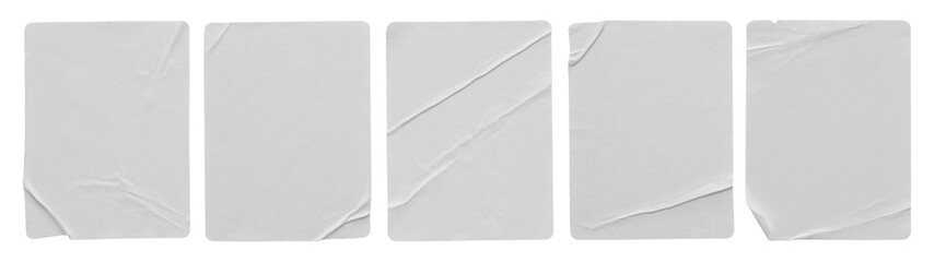 white paper wrinkled poster template ,blank glued creased paper sheet mockup.white poster mockup on wall. empty paper mockup.