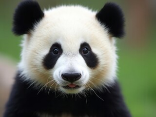 Naklejka premium Cute black and white panda, close-up.