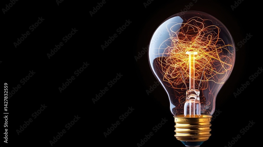 Poster explosion of lightbulb with creative invention impact concept. a glowing light bulb, symbolizing inn