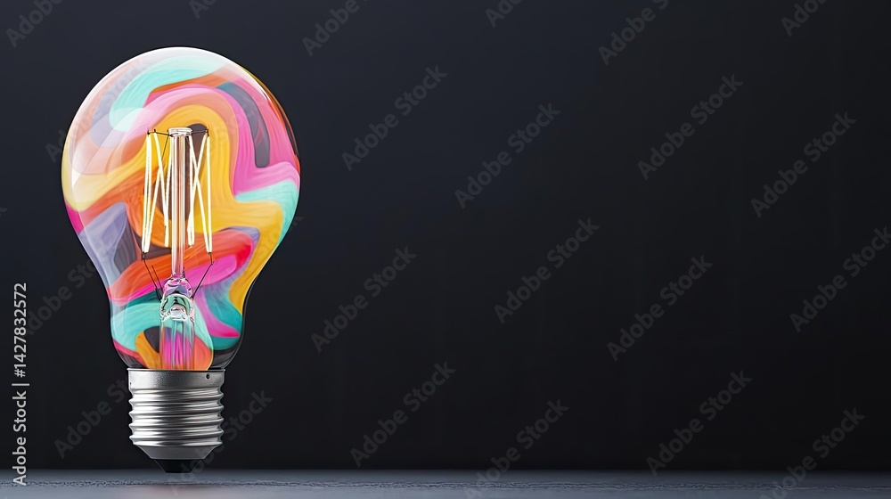Poster explosion of lightbulb with creative invention impact concept. colorful light bulb with artistic des