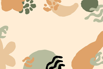 Trendy organic abstract shapes background muted colors