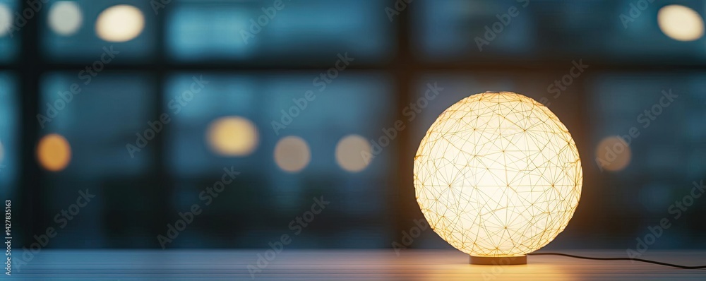 Aufkleber polygon lightbulb featuring lamp and network concept. a cozy lamp illuminating a modern living space