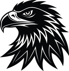 Eagle Head Silhouette Vector - Bold Black Bird of Prey Black Vector Logo
