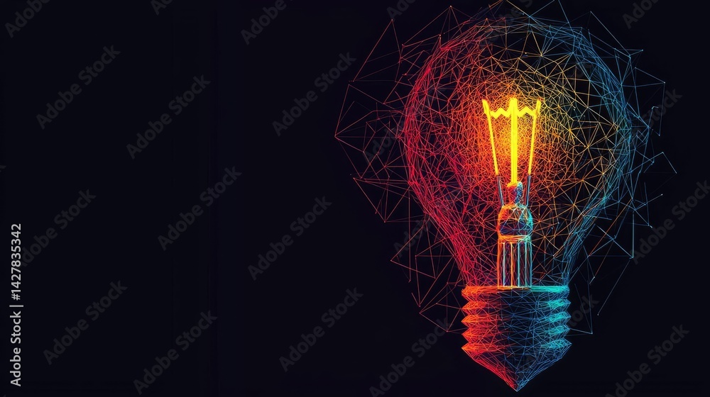 Aufkleber polygon lightbulb featuring lamp and network concept. creative light bulb design representing innova