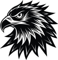 Obraz premium Eagle Head Silhouette Vector - Bold Black Bird of Prey Black Vector Logo
