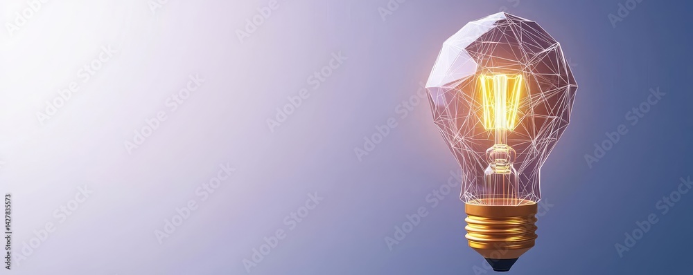 Aufkleber polygon lightbulb with innovation and exchange concept. a glowing light bulb showcasing modern desig