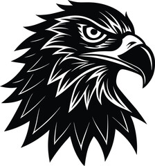 Eagle Head Silhouette Vector - Bold Black Bird of Prey Black Vector Logo