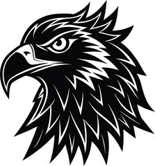 Eagle Head Silhouette Vector - Bold Black Bird of Prey Black Vector Logo