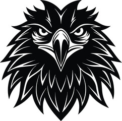 Eagle Head Silhouette Vector - Bold Black Bird of Prey Black Vector Logo