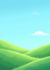 Obraz premium Green Hill Landscape Illustration 