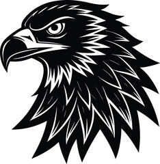 Eagle Head Silhouette Vector - Bold Black Bird of Prey Black Vector Logo