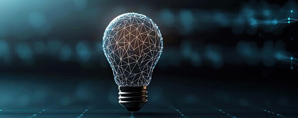 Polygon lightbulb with innovation and exchange concept. A digital light bulb design symbolizing innovation and ideas.
