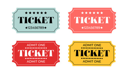 Set of tickets. Retro ticket design template.