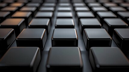Obraz premium close-up of black computer keyboard keys with modern design and metallic edges