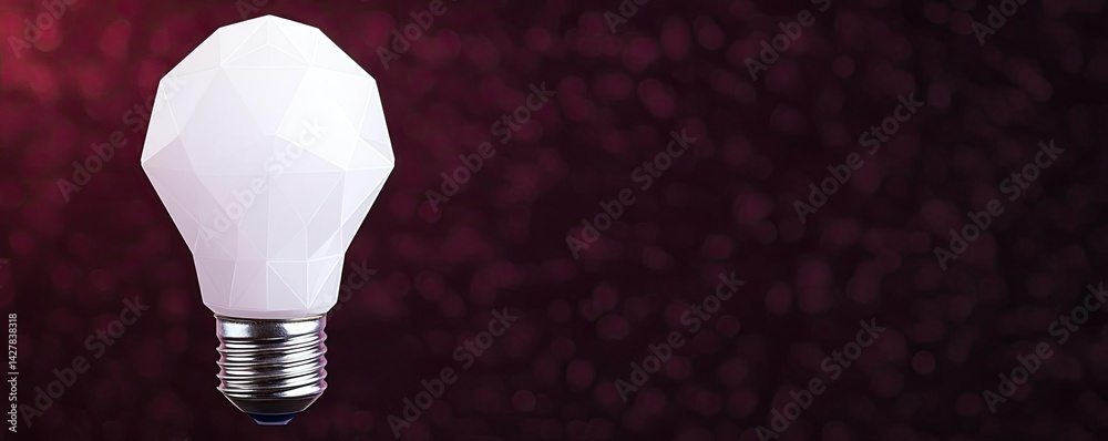Poster Polygon lightbulb in business and idea exchange concept. Modern light bulb illuminating a stylish background.
