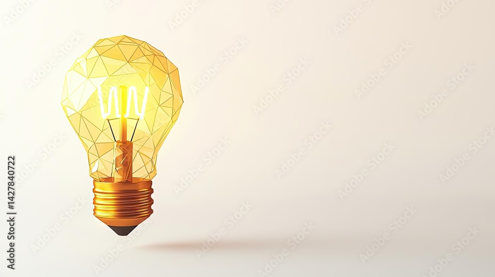 Poster polygon lightbulb featuring lamp and network concept. a geometric light bulb symbolizing innovation 