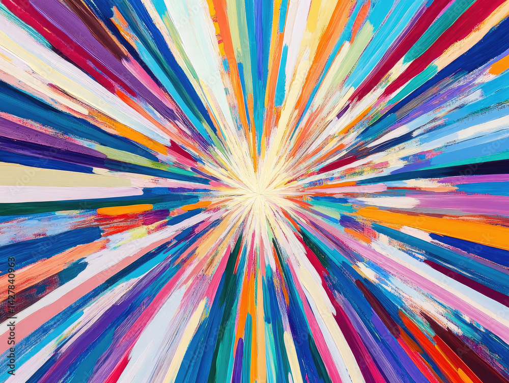 Wall mural abstract colorful background design with bright rainbow rays and fractal patterns