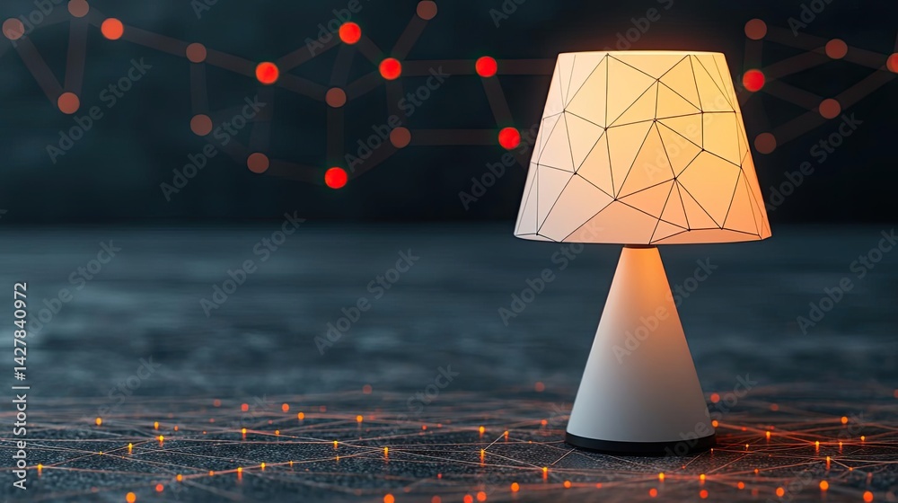 Poster polygon lightbulb in business and idea exchange concept. modern lamp design illuminating a stylish i