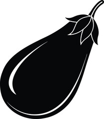 Eggplant Silhouette Vector - Simple Black Vegetable Illustration
