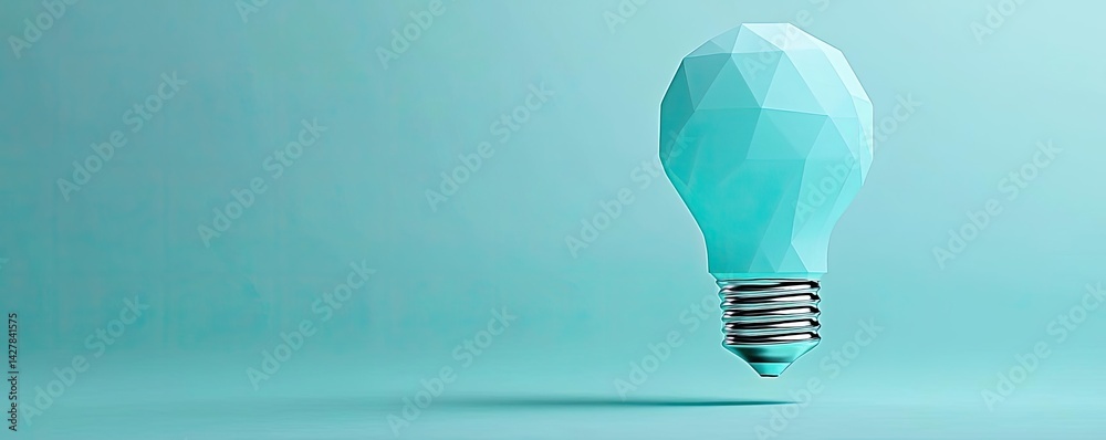 Poster polygon lightbulb in business and idea exchange concept. abstract turquoise light bulb with a modern