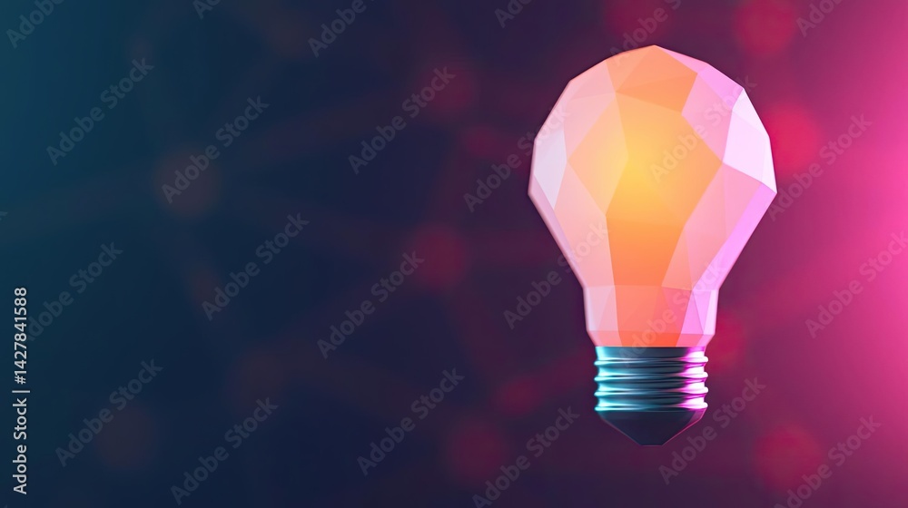 Aufkleber polygon lightbulb featuring lamp and network concept. a creative light bulb design with a modern, co
