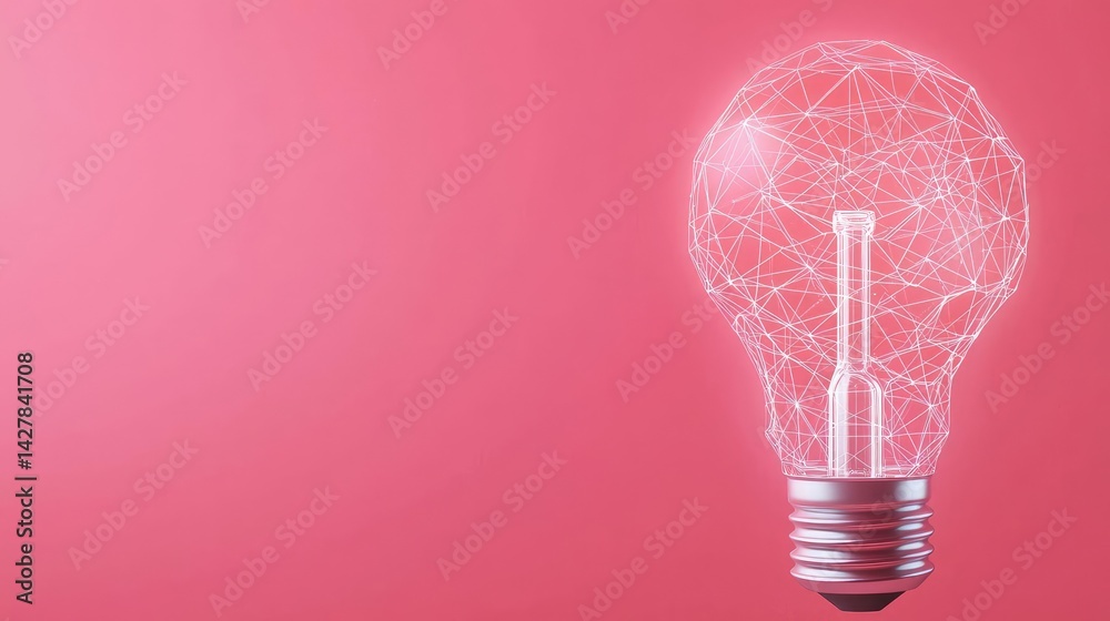 Poster polygon lightbulb featuring lamp and network concept. a glowing light bulb showcasing innovative ide