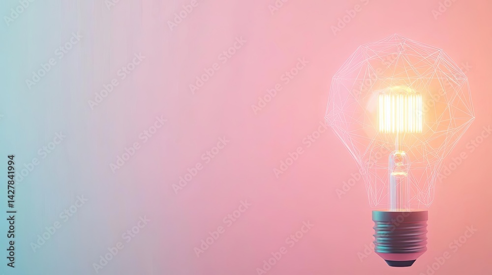 Aufkleber polygon lightbulb in business and idea exchange concept. a glowing light bulb showcasing innovative 