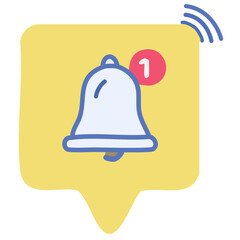 Bright Yellow Bell Icon with a Notification Bubble Perfectly Embodies the Concept of Alertness and Readiness Encouraging Users to Engage with Their Notifications and Stay Informed About Updates