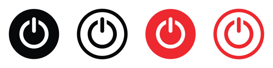 power on off button icon vector. power switch icon. energy switch sign. start and turn off symbol. shutdown energy icon. power on off icon for computer, app, logo and website. vector illustration