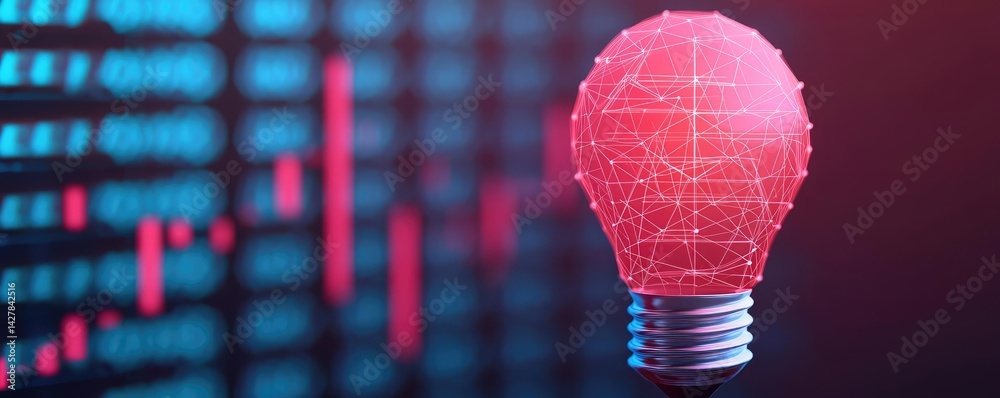 Poster polygon lightbulb in business and idea exchange concept. a creative light bulb symbolizing innovativ