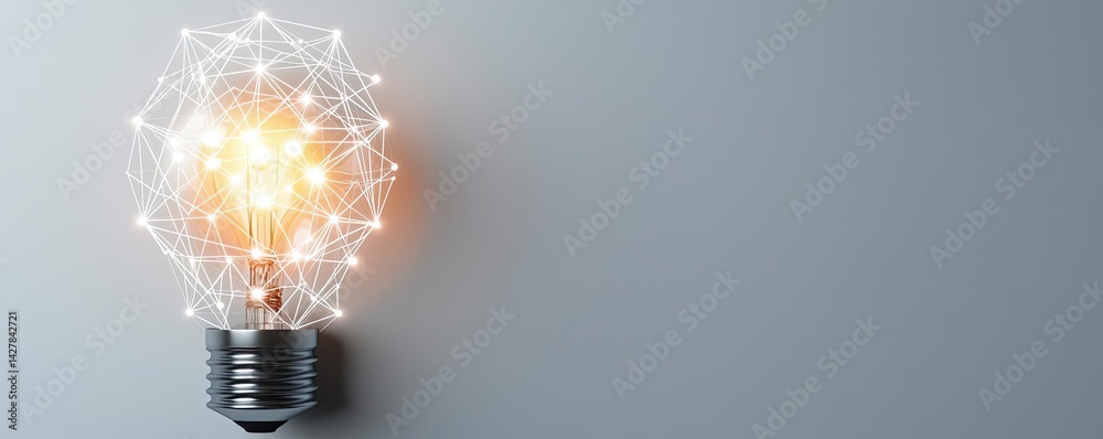 Aufkleber polygon lightbulb in business and idea exchange concept. a glowing light bulb design with intricate 