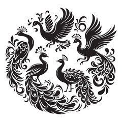 create peacock bird Silhouette with white background