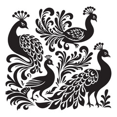 Fototapeta premium create peacock bird Silhouette with white background