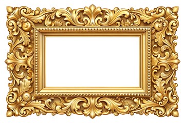 Gold framed picture with a white background