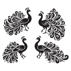 Fototapeta premium create peacock bird Silhouette with white background