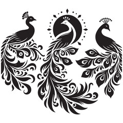 Fototapeta premium create peacock bird Silhouette with white background