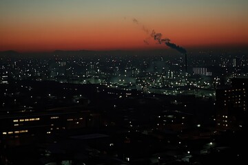 Obraz premium Cityscape at dawn. Industrial area