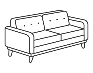 vector line art  sofa illustration perfect for use in a real estate app, furniture e-commerce site, hotel booking website, interior design project, etc.