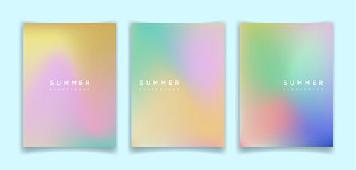 Summer backgrounds set with colorful gradients