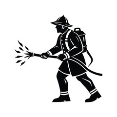 Water stream from hose icon silhouette vector with white background