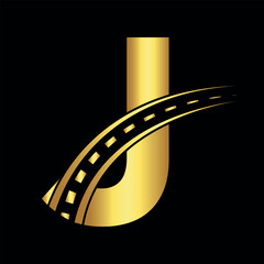 Fototapeta premium Road Logo combine with letter J vector template