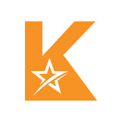 Star Logo combine with letter K vector template